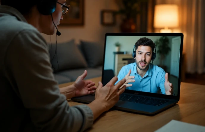Client-Centric Odoo Customization Services Client discussing business needs through an online consultation. Odoo customization services help deliver tailored ERP customization solutions based on real workflow and business requirements.