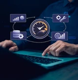 Digital workflow speed dashboard representing Odoo implementation services and Odoo ERP implementation for faster business operations.