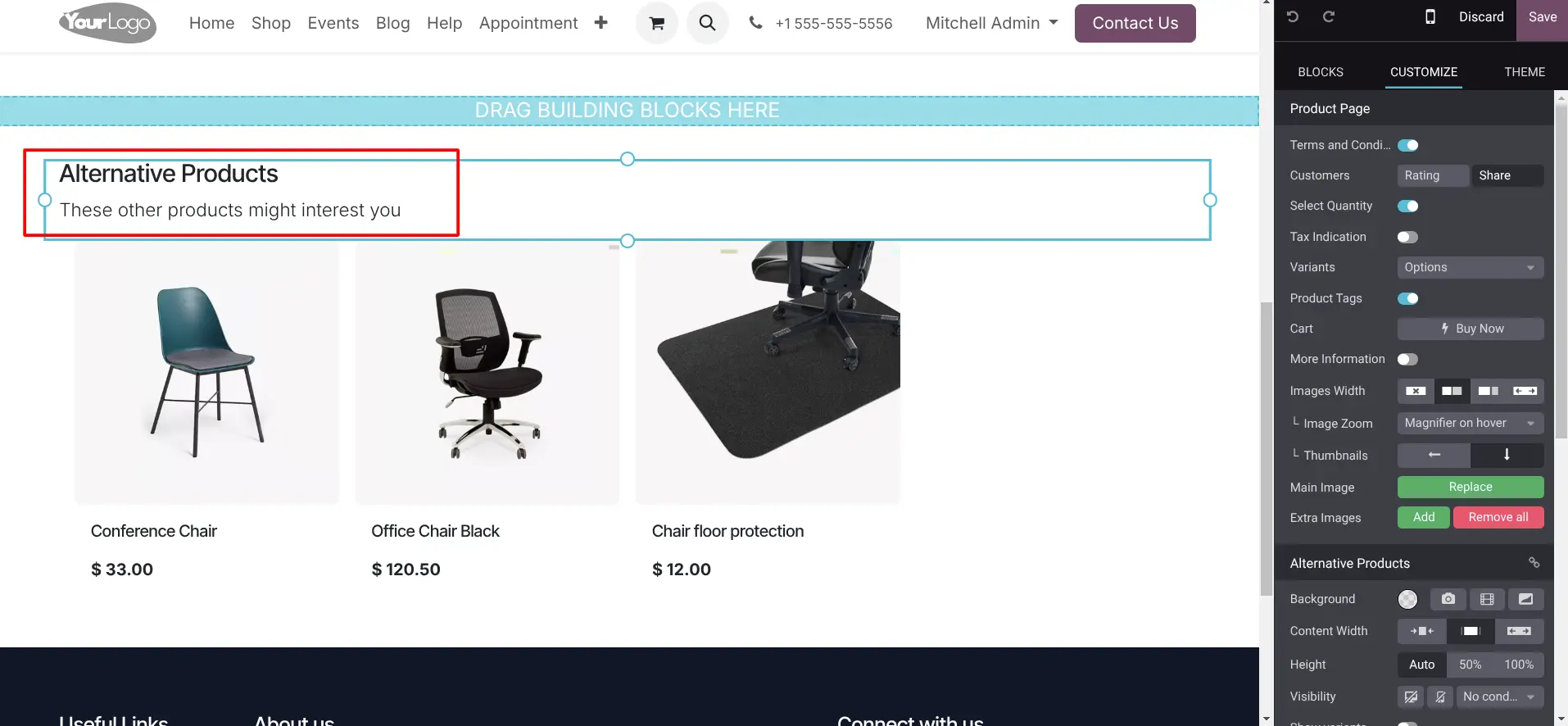 Customizable Alternative Products Block Customizable Alternative Products Block